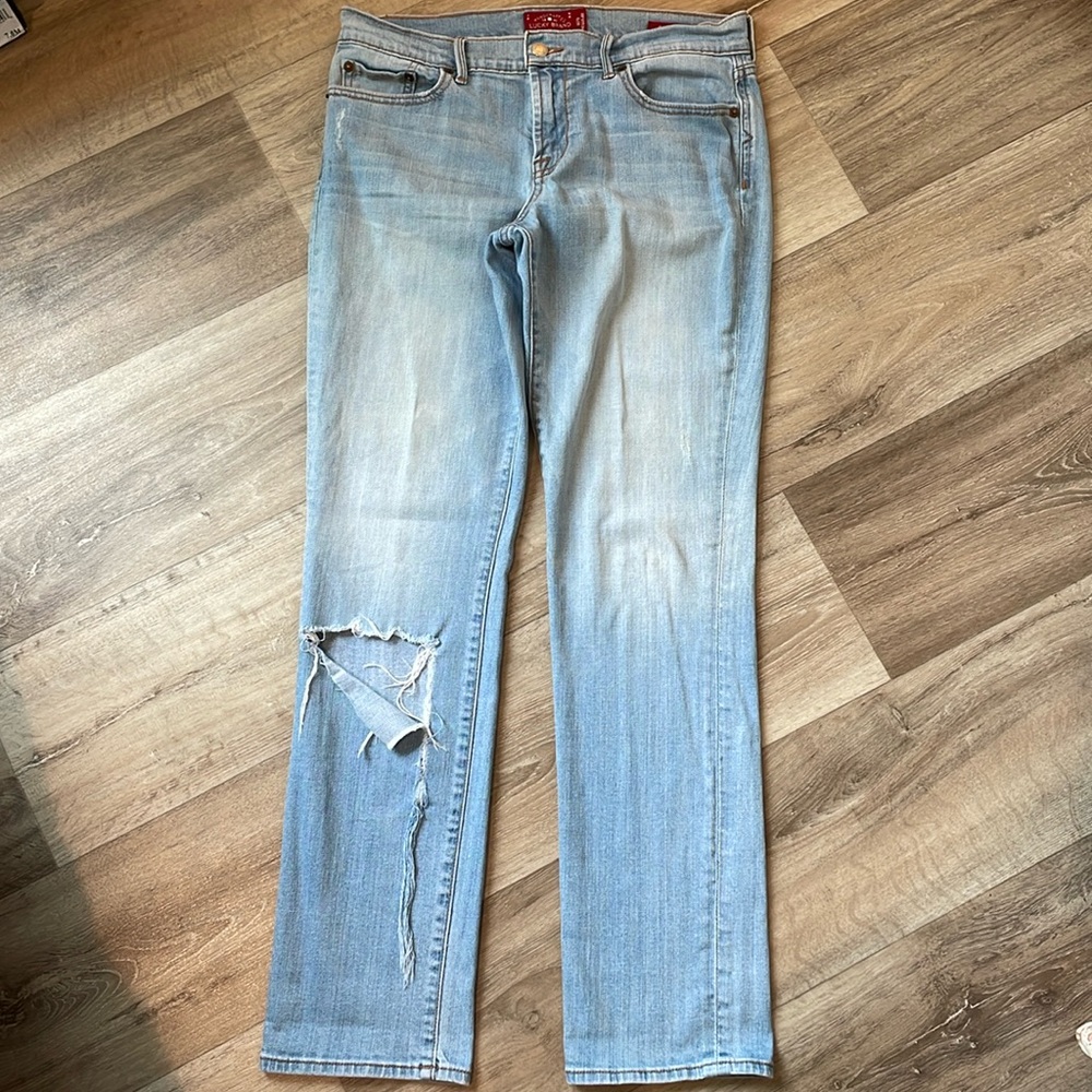 Lucky Brand Sweet’N Straight Light Wash Torn Jeans